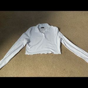 Crop Long Sleeve Collared Top
